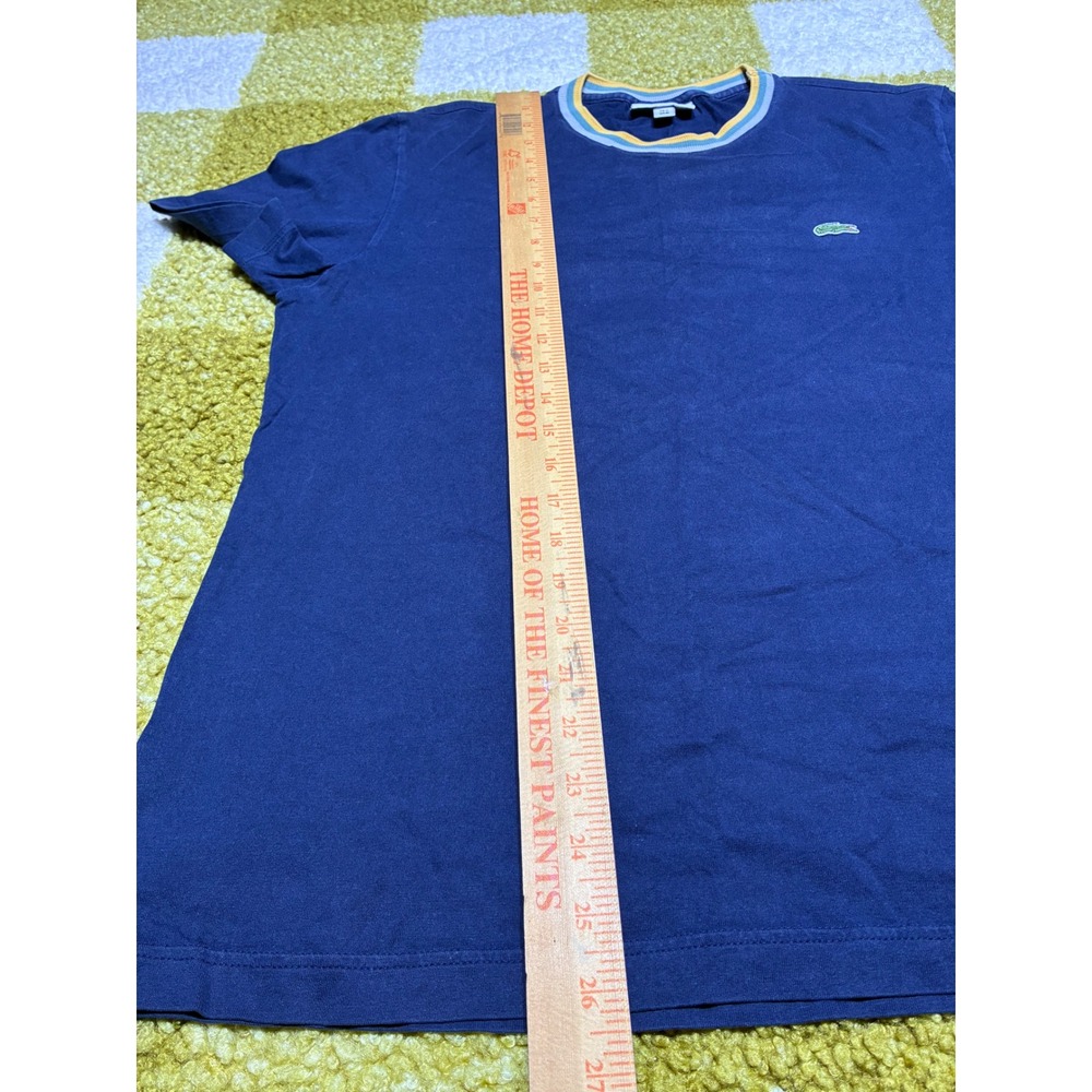 Lacoste Mens Navy Blue Striped Ribbed Collar T-Shirt Regular‎ Fit Size M FR 4 - Picture 5 of 6
